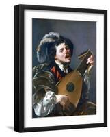 A Man Playing a Lute, 1624-Hendrick Ter Brugghen-Framed Giclee Print