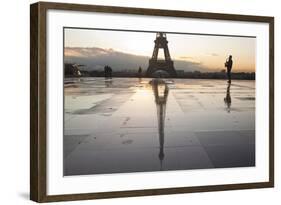 A Man Playing a Saxophone in Front of the Eiffel Tower, Paris, France, Europe-Julian Elliott-Framed Photographic Print