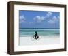 A Man Riding His Bicycle of Kiwengwa Beach, Island of Zanzibar, Tanzania, East Africa, Africa-Yadid Levy-Framed Photographic Print