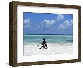 A Man Riding His Bicycle of Kiwengwa Beach, Island of Zanzibar, Tanzania, East Africa, Africa-Yadid Levy-Framed Photographic Print