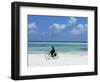 A Man Riding His Bicycle of Kiwengwa Beach, Island of Zanzibar, Tanzania, East Africa, Africa-Yadid Levy-Framed Photographic Print