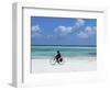 A Man Riding His Bicycle of Kiwengwa Beach, Island of Zanzibar, Tanzania, East Africa, Africa-Yadid Levy-Framed Photographic Print