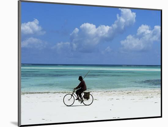 A Man Riding His Bicycle of Kiwengwa Beach, Island of Zanzibar, Tanzania, East Africa, Africa-Yadid Levy-Mounted Photographic Print