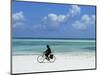 A Man Riding His Bicycle of Kiwengwa Beach, Island of Zanzibar, Tanzania, East Africa, Africa-Yadid Levy-Mounted Photographic Print