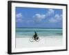 A Man Riding His Bicycle of Kiwengwa Beach, Island of Zanzibar, Tanzania, East Africa, Africa-Yadid Levy-Framed Photographic Print