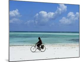 A Man Riding His Bicycle of Kiwengwa Beach, Island of Zanzibar, Tanzania, East Africa, Africa-Yadid Levy-Mounted Photographic Print