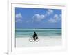 A Man Riding His Bicycle of Kiwengwa Beach, Island of Zanzibar, Tanzania, East Africa, Africa-Yadid Levy-Framed Photographic Print