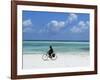 A Man Riding His Bicycle of Kiwengwa Beach, Island of Zanzibar, Tanzania, East Africa, Africa-Yadid Levy-Framed Photographic Print