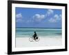 A Man Riding His Bicycle of Kiwengwa Beach, Island of Zanzibar, Tanzania, East Africa, Africa-Yadid Levy-Framed Photographic Print