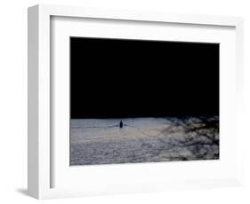 A Man Rows His Scull on Carnegie Lake-null-Framed Photographic Print