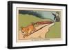 A Man Runs behind a Dog that Flees with the Umbrella Attached to His Tail.” the Trumpet Tail” ,1936-Benjamin Rabier-Framed Giclee Print