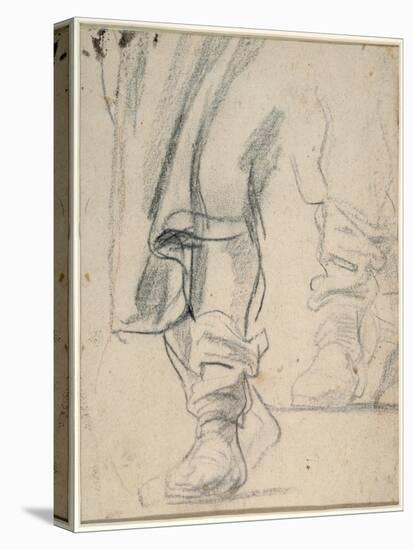 A Man's Booted Legs, and Cloak Descending (Black and Red Chalk on Paper)-Sir Anthony Van Dyck-Stretched Canvas