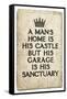 A Man's Garage is His Sanctuary Art Print Poster-null-Framed Stretched Canvas