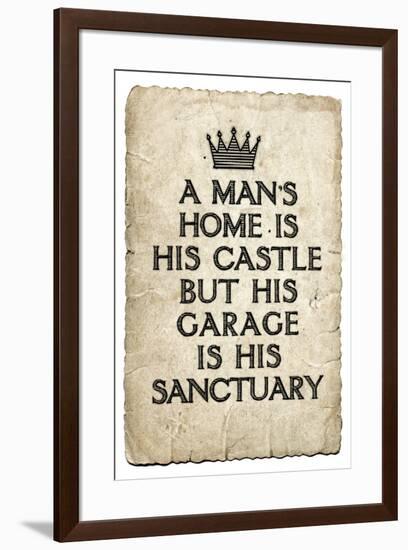 A Man's Garage is His Sanctuary Art Print Poster-null-Framed Poster