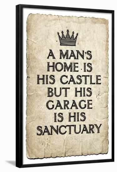 A Man's Garage is His Sanctuary Art Print Poster-null-Framed Poster