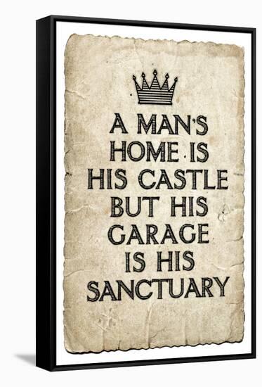 A Man's Garage is His Sanctuary-null-Framed Stretched Canvas