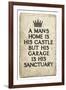 A Man's Garage is His Sanctuary-null-Framed Art Print