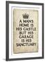 A Man's Garage is His Sanctuary-null-Framed Art Print