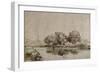 A Man Sculling a Boat on the Bullewijk, with a View Toward Ouderkerk, C.1650-Rembrandt van Rijn-Framed Giclee Print