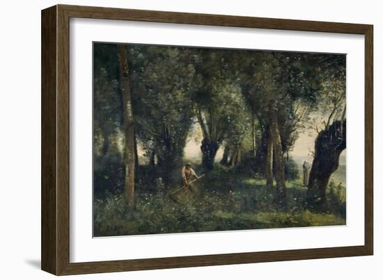 A Man Scything by a Willow Grove, Artois, C.1855-60-Jean-Baptiste-Camille Corot-Framed Giclee Print