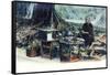 A Man Selling Fruit under a Tree, Hong Kong, China, C1900s-null-Framed Stretched Canvas