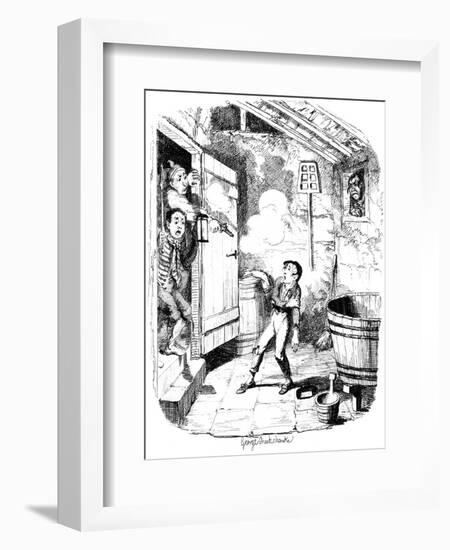 A Man Shoots a Young Boy Who He Suspects of Stealing, 19th Century-George Cruikshank-Framed Giclee Print