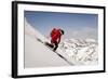 A Man Ski Drops into the Heel in the Wasatch Mountains, Utah-Louis Arevalo-Framed Photographic Print