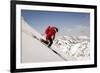 A Man Ski Drops into the Heel in the Wasatch Mountains, Utah-Louis Arevalo-Framed Photographic Print