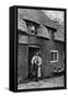 A Man Smoking a Pipe Outside a Shop, Worcestershire, C1922-AW Cutler-Framed Stretched Canvas