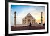 A Man Stands In Fron To F The Taj Mahal With Bird In Flight-Lindsay Daniels-Framed Photographic Print