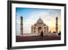 A Man Stands In Fron To F The Taj Mahal With Bird In Flight-Lindsay Daniels-Framed Photographic Print