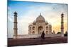 A Man Stands In Fron To F The Taj Mahal With Bird In Flight-Lindsay Daniels-Mounted Photographic Print