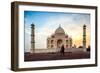 A Man Stands In Fron To F The Taj Mahal With Bird In Flight-Lindsay Daniels-Framed Photographic Print