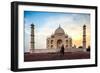 A Man Stands In Fron To F The Taj Mahal With Bird In Flight-Lindsay Daniels-Framed Photographic Print