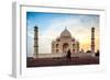 A Man Stands In Fron To F The Taj Mahal With Bird In Flight-Lindsay Daniels-Framed Photographic Print