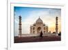 A Man Stands In Fron To F The Taj Mahal With Bird In Flight-Lindsay Daniels-Framed Photographic Print