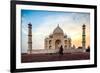 A Man Stands In Fron To F The Taj Mahal With Bird In Flight-Lindsay Daniels-Framed Photographic Print