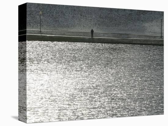 A Man Stands on the Banks of a Small Lake, Munich, on Friday, November 3, 2006.-Christof Stache-Stretched Canvas