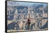 A Man Stands on the Edge of the Fish River Canyon, Namibia, Africa-Alex Treadway-Framed Stretched Canvas