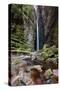 A Man Stands under Cachoeira Fumacinha Waterfall in Chapada Diamantina National Park-Alex Saberi-Stretched Canvas