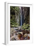 A Man Stands under Cachoeira Fumacinha Waterfall in Chapada Diamantina National Park-Alex Saberi-Framed Photographic Print