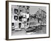 A Man Takes His Boat Through the Canal-null-Framed Photographic Print