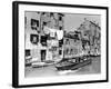 A Man Takes His Boat Through the Canal-null-Framed Photographic Print