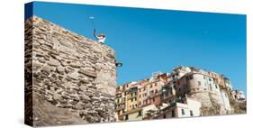 A man taking a selfie at Manarola, Cinque Terre, UNESCO World Heritage Site, Liguria, Italian Rivie-Alexandre Rotenberg-Stretched Canvas