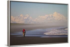 A Man Teasdale Fatbiking On A Remote Beach Near Yakutat, Alaska-Ryan Krueger-Framed Photographic Print