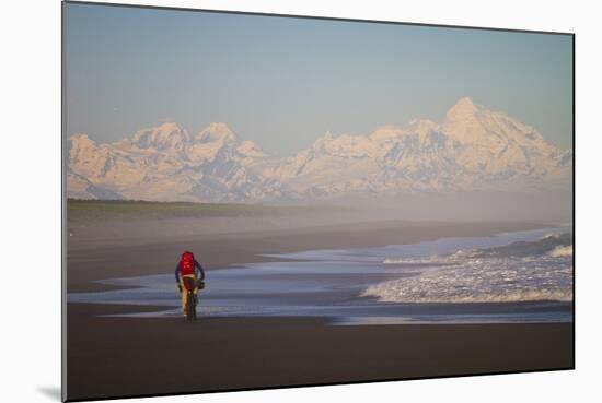 A Man Teasdale Fatbiking On A Remote Beach Near Yakutat, Alaska-Ryan Krueger-Mounted Photographic Print