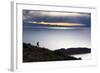 A Man Walks Along a Rocky Crest Above Lake Titicaca in Bolivia During Sunset-Sergio Ballivian-Framed Photographic Print