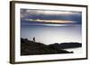 A Man Walks Along a Rocky Crest Above Lake Titicaca in Bolivia During Sunset-Sergio Ballivian-Framed Photographic Print