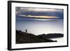A Man Walks Along a Rocky Crest Above Lake Titicaca in Bolivia During Sunset-Sergio Ballivian-Framed Photographic Print