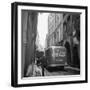 A Man Walks His Dog Beside a Bus with Coca Cola Advertisement, France, 1950-Mark Kauffman-Framed Photographic Print